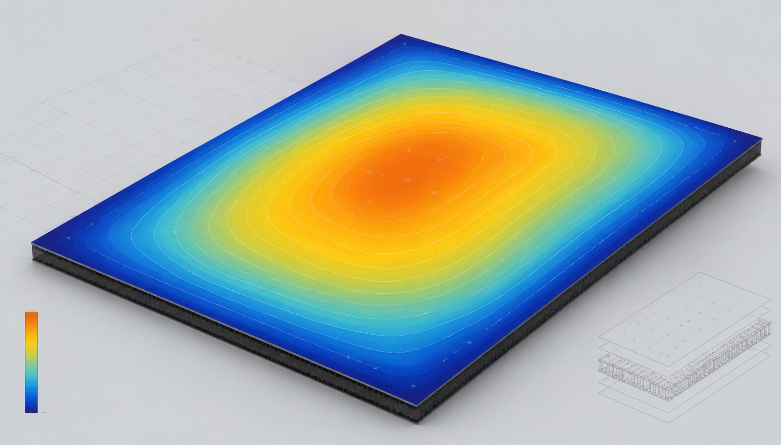 Temperaturverteilung auf einem Composite-Laminat während der Aushärtung